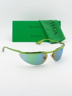 Bottega Veneta BV1174S 003 Cat Eye Sunglasses - Green / Mirror